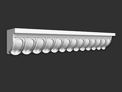 Elegant Decorative Architectural Molding With Curved Patterns And Smooth Finish 3d model