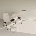 Modern Light Colored Leisure Chairs With Metal Legs And Ottoman In Minimalist Setting