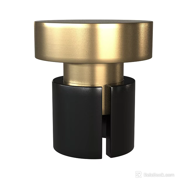 Modern Minimalist Side Table With Gold And Black Metal Sturdy Base Design 3d model 