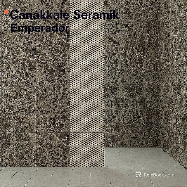 Decorative Emperador Marble Wall Component With Grid Pattern And Textured Finish 3d model 