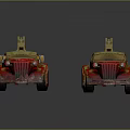 Vintage Red And Yellow Truck Models With Crane Design On Dark Background