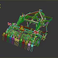 Green Agricultural Disc Harrow Machinery With Frame Blades And Warning Signs