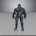 Sci-Fi Robot Character In Blue Silver Armor With Mechanical Details And Glowing Elements 3d model