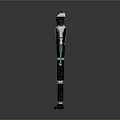 Futuristic Teal And White Game Movie Robot Character Holding Staff With Mechanical Design