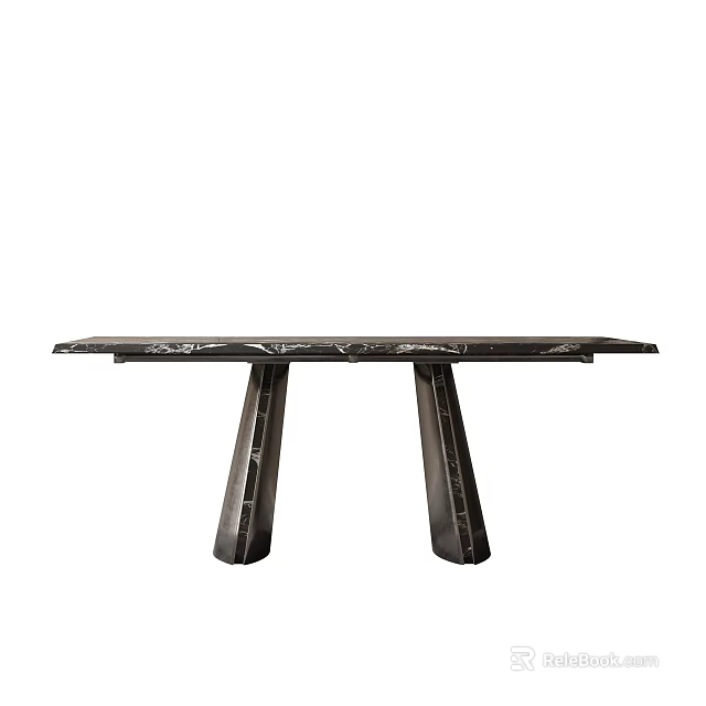 Stylish Modern Dining Table With Marble Surface And Geometric Metal Legs Design 3d model