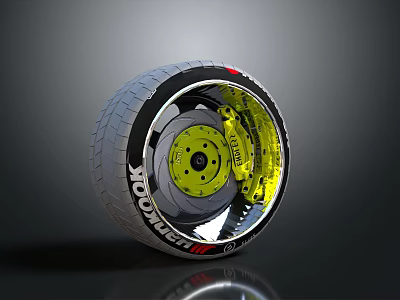 Detailed 3D Rendering Of Automotive Parts Featuring Car Tire Wheel Rim And Brake Components 3d model
