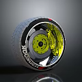 Detailed 3D Rendering Of Automotive Parts Featuring Car Tire Wheel Rim And Brake Components