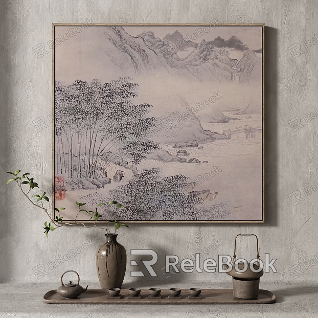 New Chinese Landscape Painting Texture Texture Decoration Painting Italian Minimalist Middle Ages model