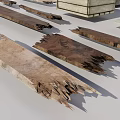 Rustic Wooden Crate And Various Textured Planks In Scattered Arrangement