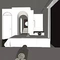 Modern SPA Sauna Interior With Massage Beds Archway And Soft Lighting