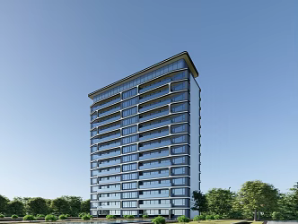 Modern Residential Building Curve Residence 3d model