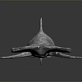 Silver Hammerhead Shark Model With Cracked Texture On Dark Background 3d model