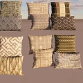 Various Pattern Decorative Throw Pillows With Different Designs And Neutral Color Tones 3d model