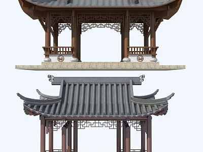 Traditional Chinese Pavilion Featuring Classic Curved Roof And Intricate Wooden Carvings Structure 3d model