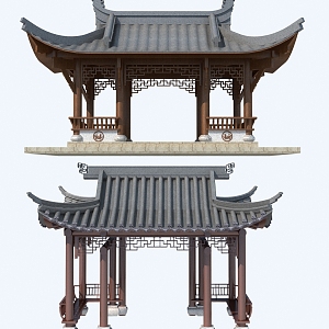 pavilion stone pavilion scenery pavilion leisure pavilion 3d model