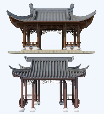 pavilion stone pavilion scenery pavilion leisure pavilion 3d model