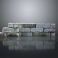 Natural Stone And Wood Outdoor Structure With Weathered Surface And Mossy Reflections