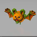 Cute Orange Bat Like Creature With Green Ears Red Wings And Playful Expression