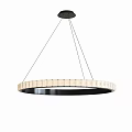 Modern Circular Pendant Light With White Shade And Black Frame Design 3d model