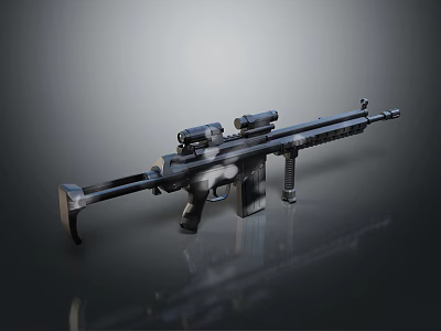 Camouflage Tactical Rifle With Dual Scopes Long Barrel And Ergonomic Grip Design 3d model