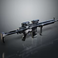 Camouflage Tactical Rifle With Dual Scopes Long Barrel And Ergonomic Grip Design