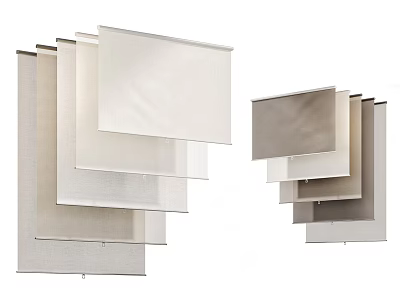 Modern Layered Curtains With Sheer Linen And Different Textured Fabric Panels 3d model