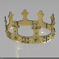 Gold Intricate Headdress Crown With Green And Red Gemstones Decorative Design