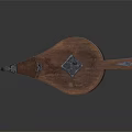 Vintage Handcrafted Wooden Tool With Circular Body And Metal Accents