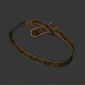 Brown Leather Belt With Metal Buckle And Stitched Design Details