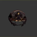 Textured Purple and Pink Spotted Beetle with Horned Head on Dark Background