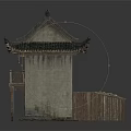 Traditional Ancient Building With Tile Roof Overhanging Eaves Two Story Wooden Structure And Windows