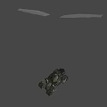 Military Green Science Fiction Tank With Top Turret Multiple Wheels Tracks And Yellow Lights