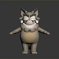 Cute Cartoon Cat Character With Large Ears Chubby Belly And Plush Texture