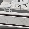 Modern Bar Counter With Marble Top White Design Round Tables And High Stools