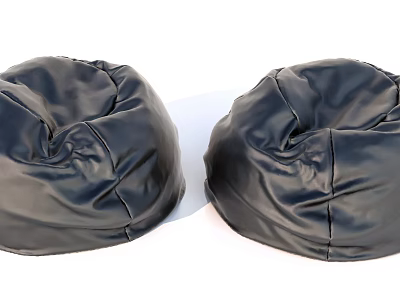 Two Black Leather Bean Bag Lounge Chairs for Comfortable Modern Living Room 3d model