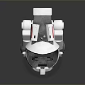 White Sci Fi Game Anime Robot Character With Transparent Spherical Head Antenna And Mechanical Legs