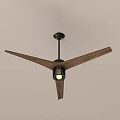 Modern Wooden Blade Ceiling Fan Chandelier With Black Metal Frame And Light