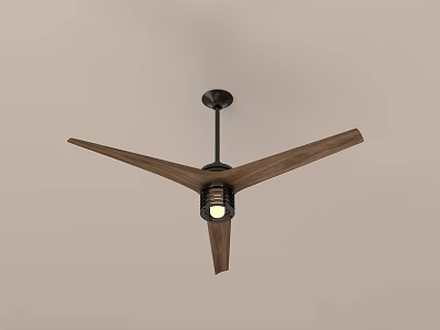 Modern Wooden Blade Ceiling Fan Chandelier With Black Metal Frame And Light 3d model