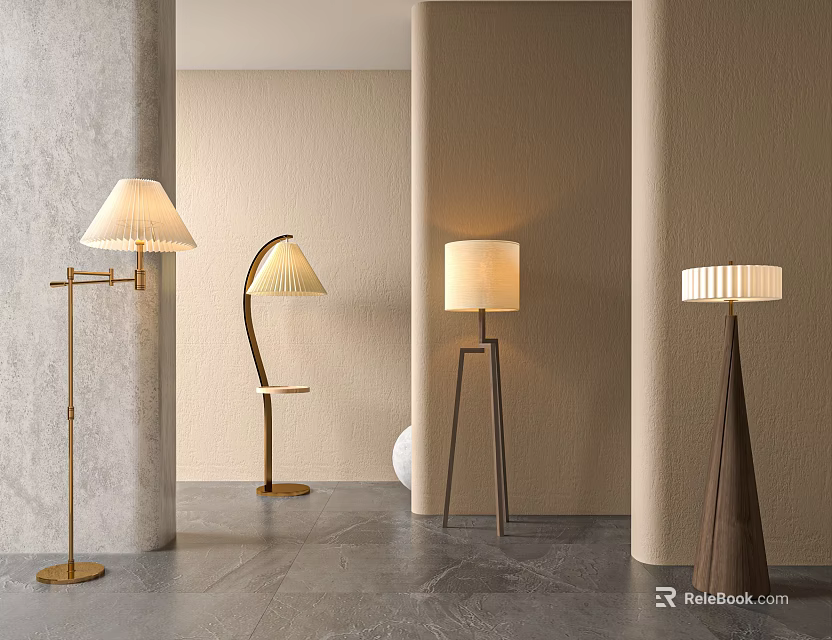Modern Minimalist Floor Lamps With Various Designs For Stylish Interior Lighting 3d model 