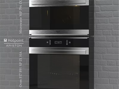 Sleek Black Built In Microwave And Oven Appliances For Modern Kitchen 3d model