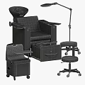 Medical Equipment Including Treatment Chair With Sink Storage Cabinets Examination Lamp And Mobile Stool
