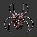 Spider Shaped Decorative Accessory With Black Legs And Pink Gemstone Body