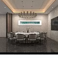 Elegant Hotel Public Lounge With Comfortable Sofas Large Mural Area Rug And Coffee Tables
