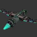 Futuristic Cosmic Spaceship Design With Glowing Blue Engine And Detailed Structure