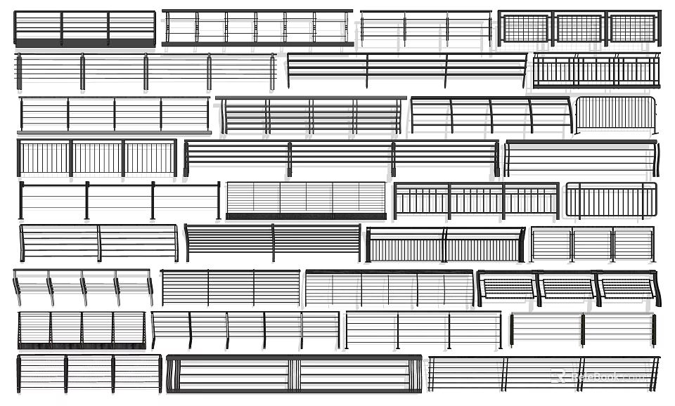 Various Designs of Railings Including Modern Classic and Simple Architectural Styles 3d model 