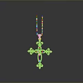 Golden Cross Pendant With Decorative Chain And Elegant Fashion Accessory Design
