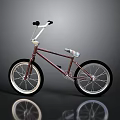 Maroon BMX Bicycle With Metallic Frame White Rims Black Tires And High Handlebars