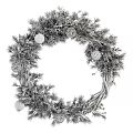 Silver Christmas Wreath With Decorative Balls Warm Lights And Pine Branches