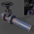 Rusty Blue Industrial Valve With Design Schematics And Components 3d model