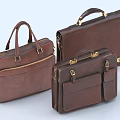 Brown Leather Bags Various Professional Briefcases And Handbags With Golden Hardware Classic Style